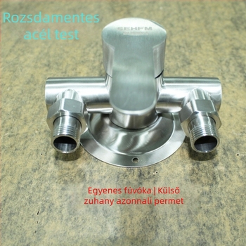 Rozsdamentes acél zuhany keverő nyílt szereléshez, kerámia korongos szelep, 0-100°C, 1.6 MPa, menetes csatlakozás