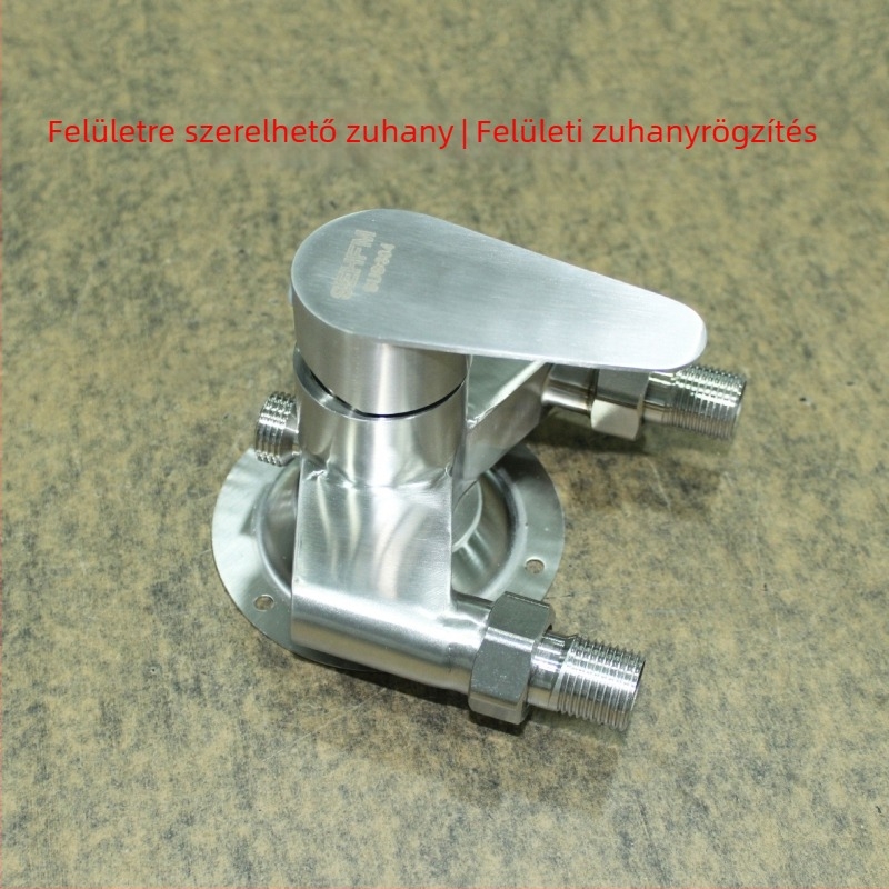 Rozsdamentes acél zuhany keverő nyílt szereléshez, kerámia korongos szelep, 0-100°C, 1.6 MPa, menetes csatlakozás