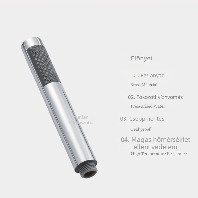 Kézi réz zuhanyfej, hengeres forma, esőfunkció, modell C-117, krómozott felület