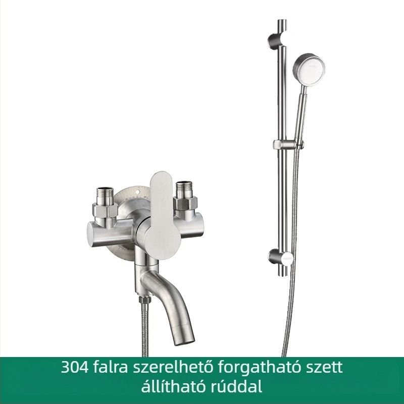 304 rozsdamentes acél zuhanykészlet, falra szerelhető, esőzuhany funkció, modell XMS-7101, működési hőmérséklet 1–90°C