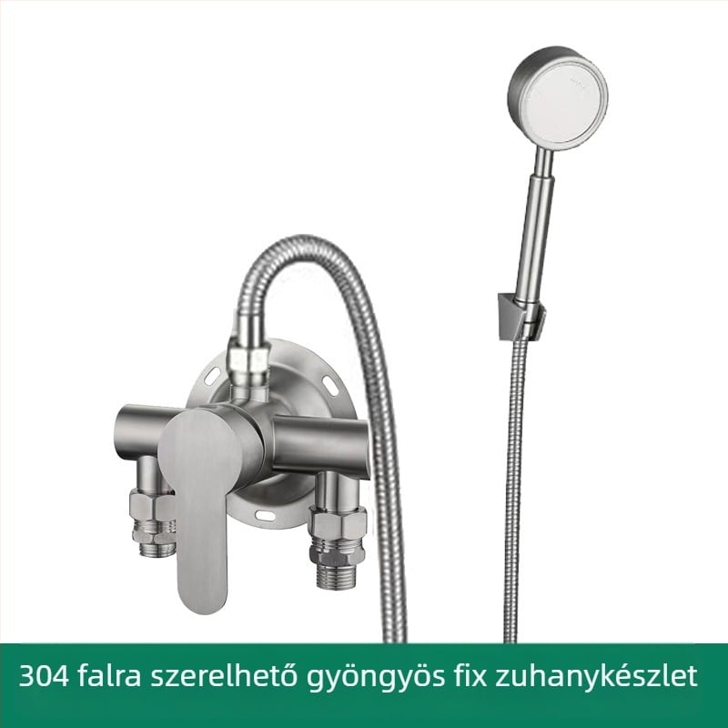 304 rozsdamentes acél zuhanykészlet, falra szerelhető, esőzuhany funkció, modell XMS-7101, működési hőmérséklet 1–90°C