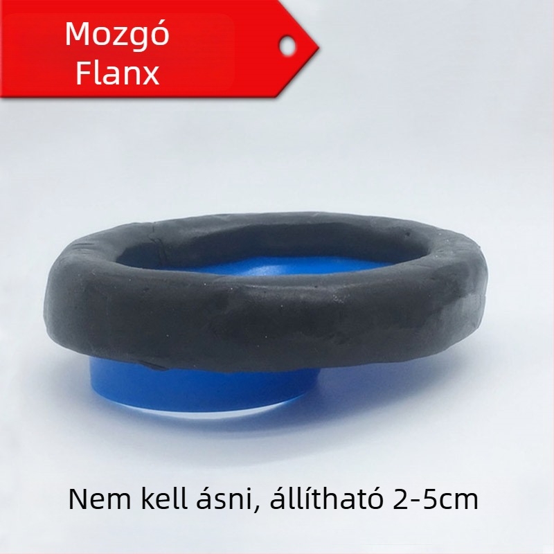 WC-fali tömítőgyűrű állító - 3-5 cm elmozdulás; Anyag: műanyag + gumi; Telepítés