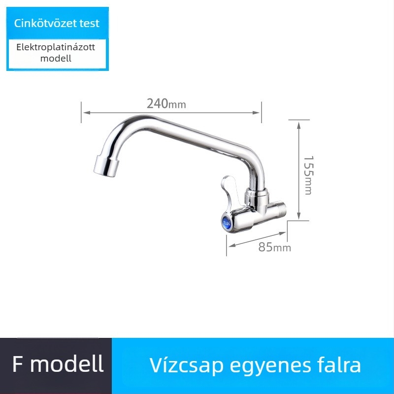 Fali beépítésű konyhai csaptelep, egycsapos hideg üzemmóddal, forgatható zuhanyfej, rozsdamentes acél, kerámiás szelep