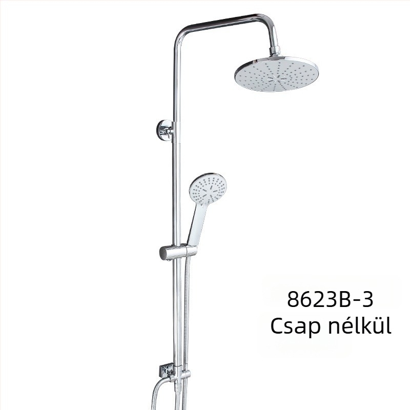 Teljes réz zuhanykészlet falba épített, krómozott felülettel, modern stílus, esőzuhany funkció, modell 8623B
