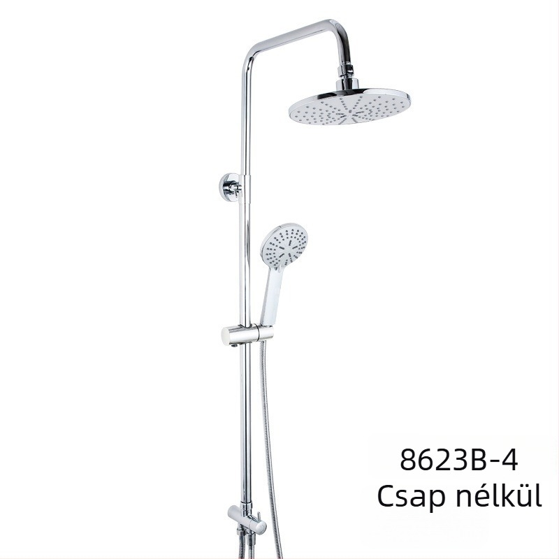 Teljes réz zuhanykészlet falba épített, krómozott felülettel, modern stílus, esőzuhany funkció, modell 8623B