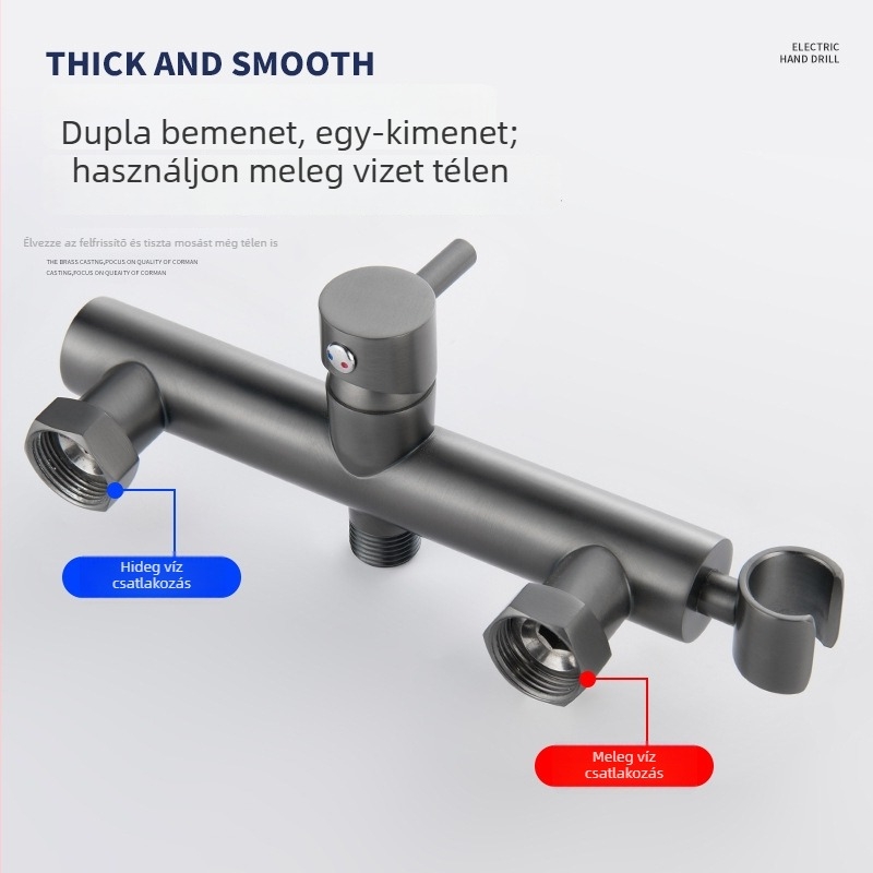 Fali keverőcsap zuhanyhoz, rézanyagból, kerámia szeleppel, 0–90°C, 4 mm bemenet-kimenet