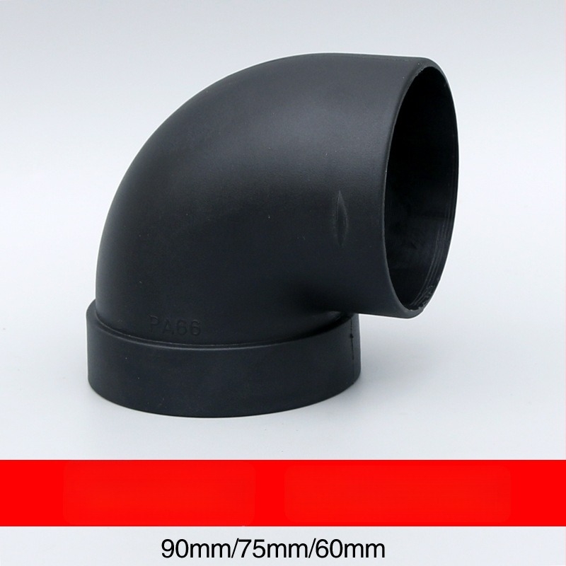 Parkolófűtő levegőcső hajlított idom, műanyag, korrózióálló, modell WT-75mm, 150°C-ig hőálló, meleg levegő áramlását irányítja