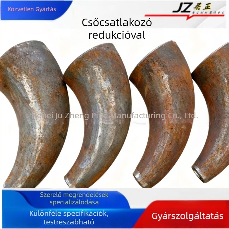 Szénacél hosszú radiussal rendelkező könyök, 90°, fokozatosan csökkenő átmérővel, hegesztett csatlakozás, osztály A.