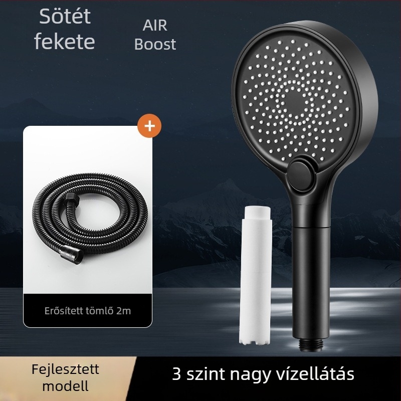 Zuhanyfej, ABS, falra szerelhető, kör alakú, elektroplating bevonattal, 3 üzemmód: szórás, masszázs, eső