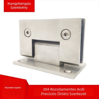 Csiszolt felületű 304 rozsdamentes acél üvegcsípt zsanér, 5 mm üreges, 90°
