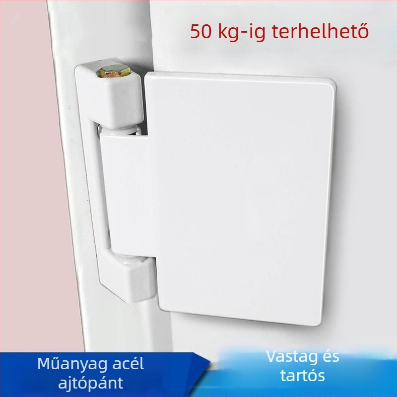 Régi típusú műanyag-acéls ajtózsanérok belső és külső nyílású ajtókhoz és ablakokhoz, teherbíró, nagy lemezes zsanérok nehéz ajtókhoz