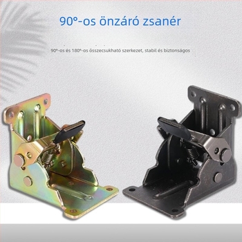 Masszív önzáró összecsukható pánt bútorokhoz, asztalokhoz, székekhez és kávéasztalokhoz; 180°/90° nyitás