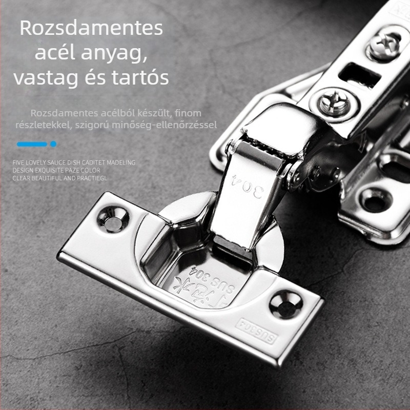 304 rozsdamentes acél hidraulikus zsanér szekrény- és ruhásszekrényajtókhoz, csillapító, csendes zárás