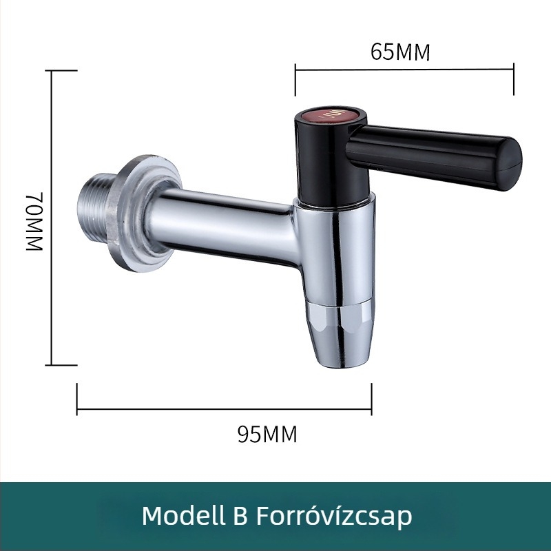 Rézből készült izolált tartályhoz való vízcsap kereskedelmi elektromos bojlerhez, egykaros hideg félautomata csap, spirálisan szerelt, működési hőmérséklet -10–90°C, réz szelep
