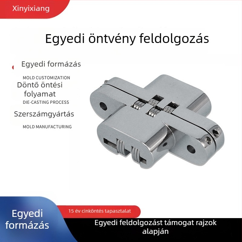 Rejtett ajtópánt, típus: ajtópánt, cinkötvözet, modell 026, felületkezelés: elektropolírozás