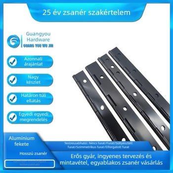 Fekete anodizált alumínium hosszú pánt szekrényekhez, elektromos ládákhoz, bútorokhoz és fa dobozokhoz – zongorapánt