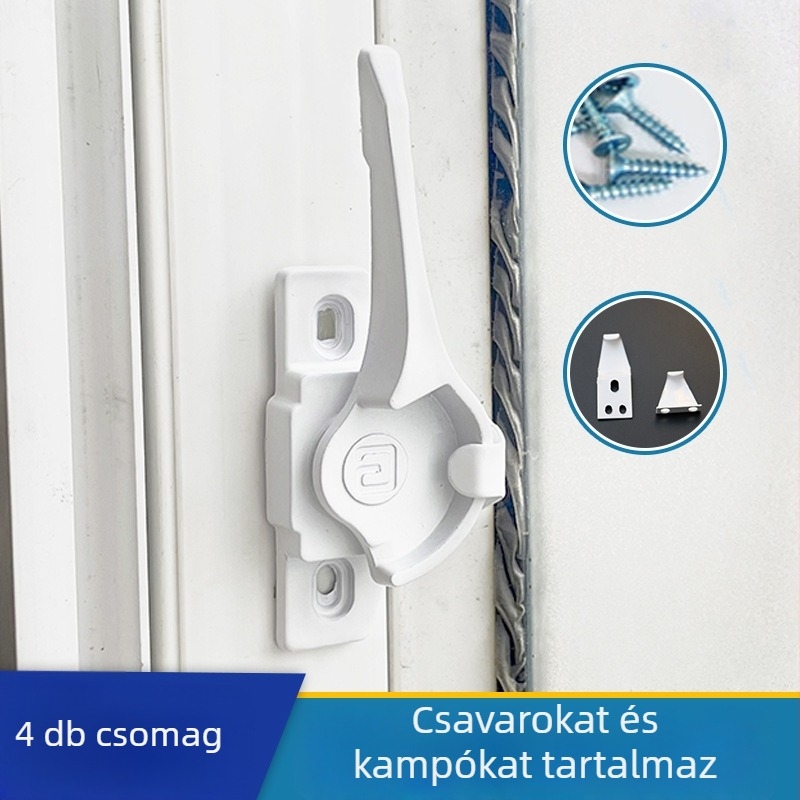 Megvastított félhold zár alumíniumötvözetes csúszóajtókhoz és ablakokhoz — Modell: 001, Típus: Egyéb, Anyag: Alumíniumötvözet