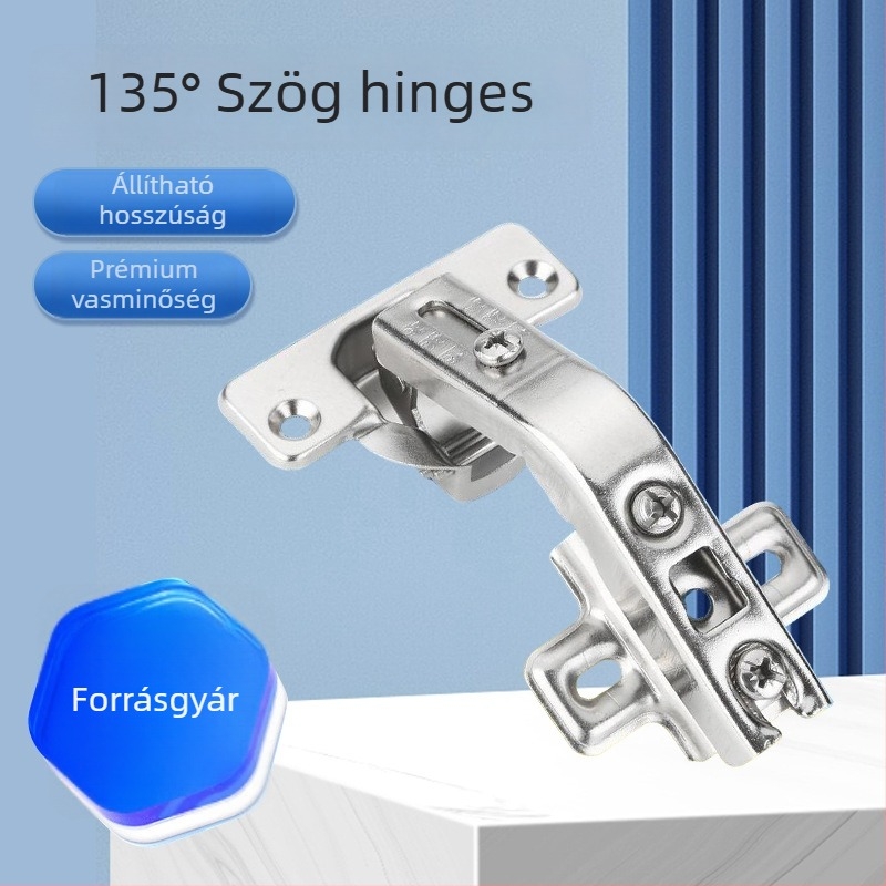 135°-os sarokpánt szekrényhez, hideg-hengerelt acélból, GX-135 modell, univerzális, hidraulikus csillapító zárómechanizmus