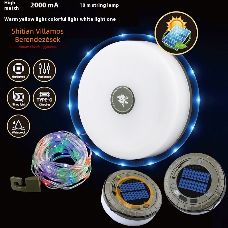 Kemping lámpa - multifunkciós kültéri LED lámpa, újratölthető, 5V, 5W, gombos kapcsoló