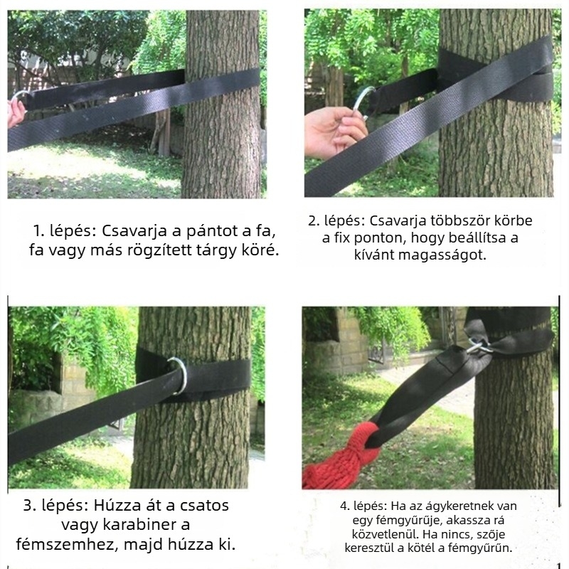 Függő hintaszék nylon zsinóros felfüggesztéssel és acélgyűrűs karabínerrrel, Leisurely Cocoa márka, eredet Kína