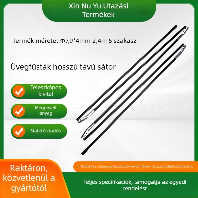 Sátor oszlop tartója üvegszálas rúddal és műanyag kiegészítőkkel, összecsukható, vastított kialakítás