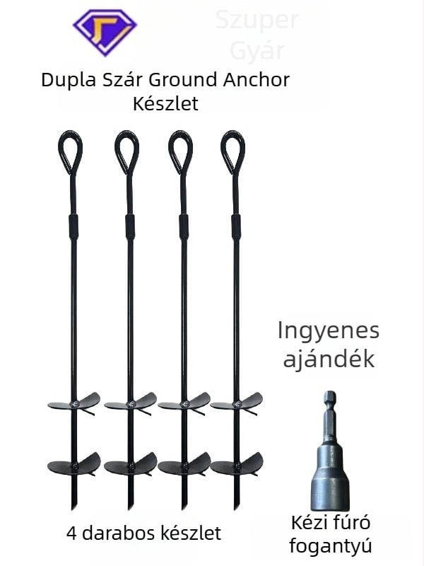 Xingda talajhorgony készlet sátrakhoz és napernyőkhöz — kétszárnyú kialakítás, ultra könnyű, spirális szögek, öntöttvas