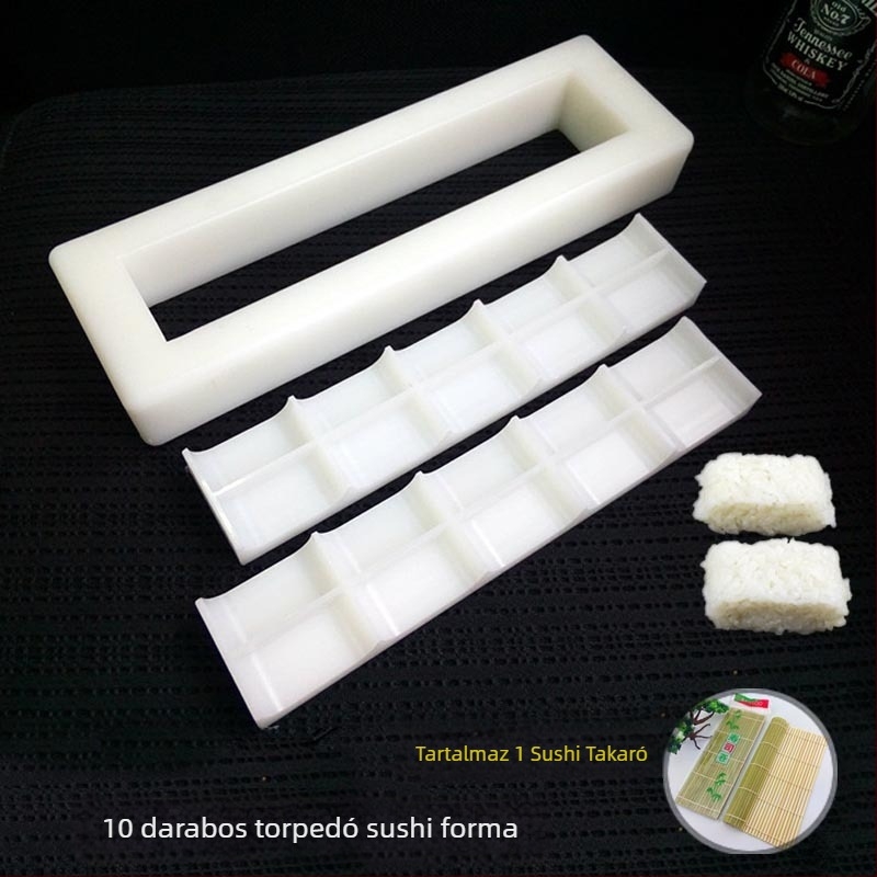 Sushi forma (10 darabos készlet, hajó alakú, kézben tartható, rizs golyó formázó eszköz)