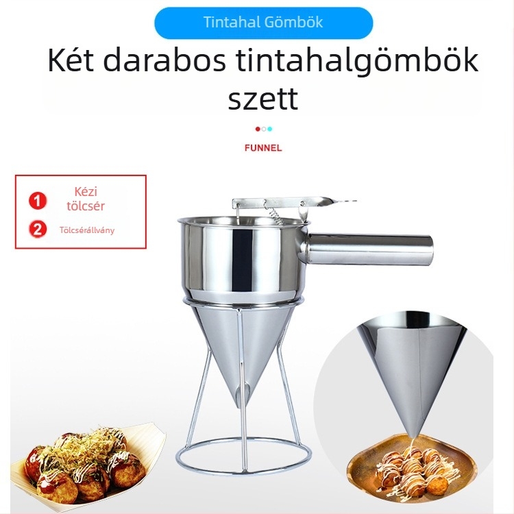 Rozsdamentes acél Takoyaki tészta tölcsér – konus tölcsér, DIY forma; márka Zuo tian; eredet Jieyang