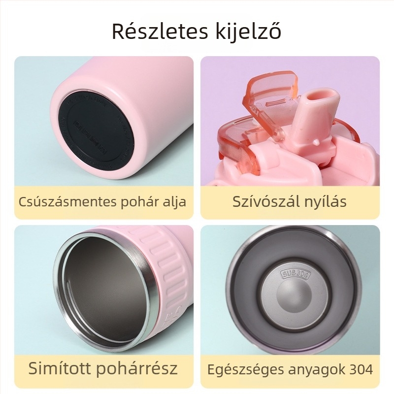 316 rozsdamentes acél belső tartályú termosz, 201 rozsdamentes acél külső burkolat, 6–12 órás szigetelés, dupla ivófedél, logóval testre szabható