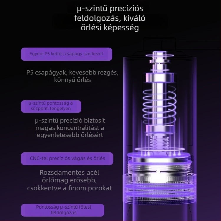 Kézi kávédaráló, rozsdamentes acél kivitel, kávébabokhoz