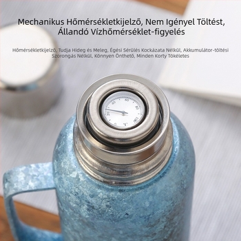 Tiszta titán termosz nagy kapacitással, teljes titánötvözet, mechanikus hőmérséklet kijelző, szigetelt teáskészlet és csésze, családi örökség