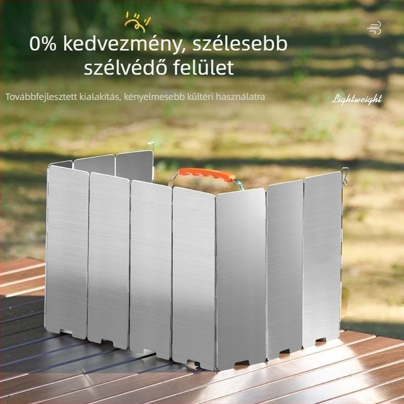 Kültéri szélvédő panel kemping tűzhelyhez mágneses gyűrűvel