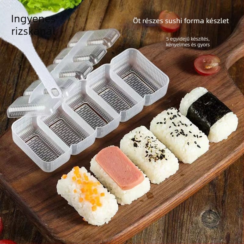 Öt részes DIY műanyag rizsgolyó-formázó készlet nori-sushihoz