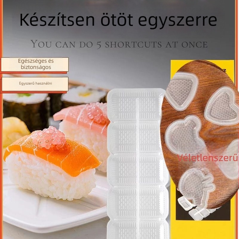 Öt részes DIY műanyag rizsgolyó-formázó készlet nori-sushihoz