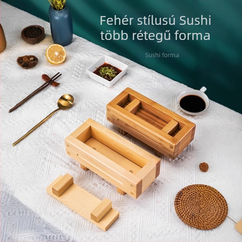 Kézi préselésű sushi forma – bambusz és fa anyagú DIY forma japán és koreai konyhához