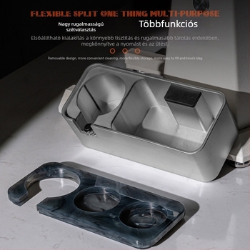 Kávépor tartó 2‑in‑1 akril alap, fogantyú tartó és pornyomó tároló
