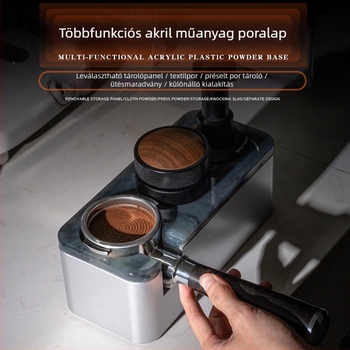 Kávépor tartó 2‑in‑1 akril alap, fogantyú tartó és pornyomó tároló