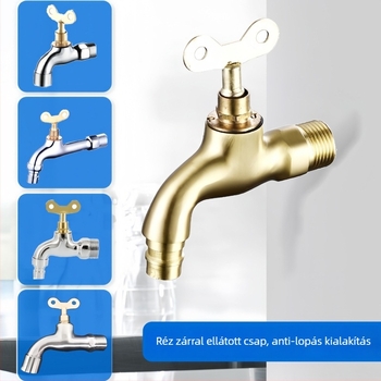 Zárható kültéri falra szerelt mosógép-csaptelep kerámiatárcsás szeleppel, 0–90°C, modell 1202