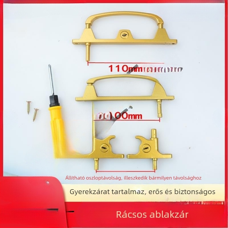 Kulccal ellátott többpont-zár ajtókhoz és ablakokhoz, alumínium ötvözetből, két-pontos zár, ablakszűrőhöz