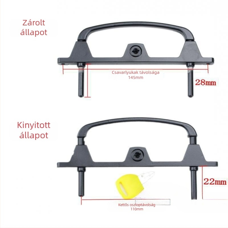 Kulccal ellátott többpont-zár ajtókhoz és ablakokhoz, alumínium ötvözetből, két-pontos zár, ablakszűrőhöz