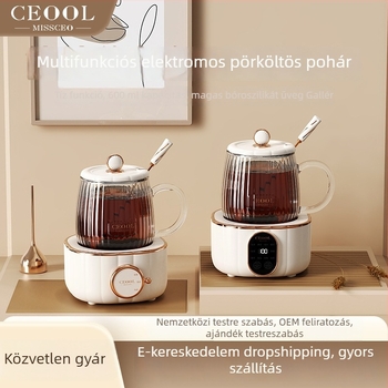 Mini egészséges elektromos bögre: 400W, 600 ml, alsó fűtés, automatikus kikapcsolás és túlmelegedés elleni védelem