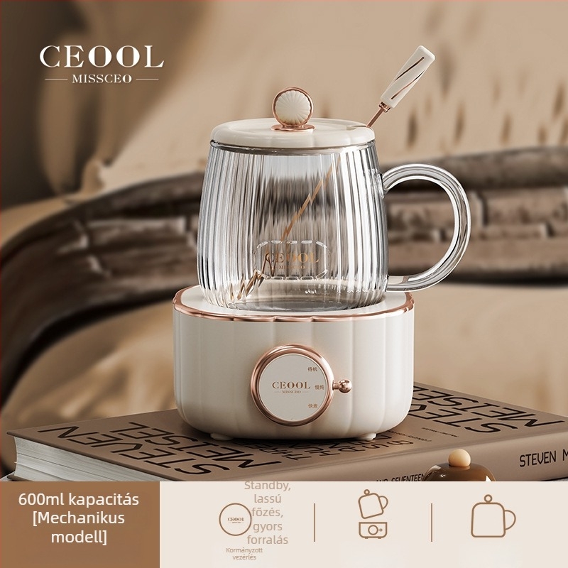 Mini egészséges elektromos bögre: 400W, 600 ml, alsó fűtés, automatikus kikapcsolás és túlmelegedés elleni védelem