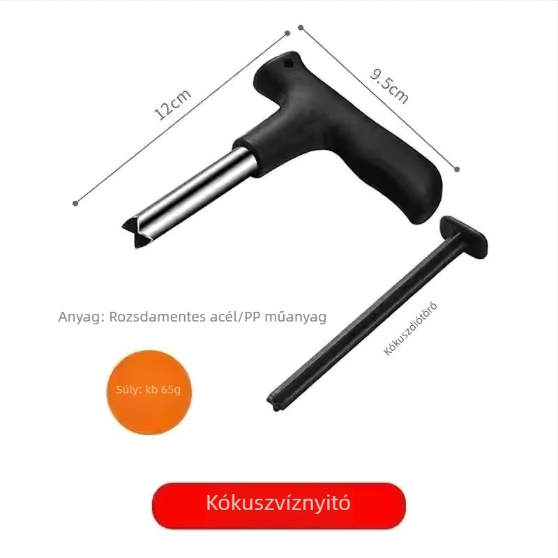Kókusznyitó eszköz - műanyag és rozsdamentes acél test, modern minimalist design, 2024-es modell