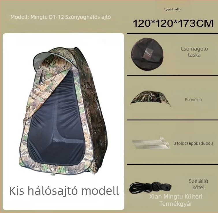 Horgász sátor dupla rétegű felépítés, gyors felállítás, 1–2 fő befogadóképesség, súly 3 kg, vízálló 2000–3000 mm