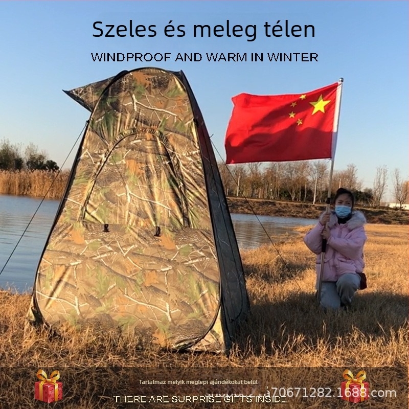 Horgász sátor dupla rétegű felépítés, gyors felállítás, 1–2 fő befogadóképesség, súly 3 kg, vízálló 2000–3000 mm