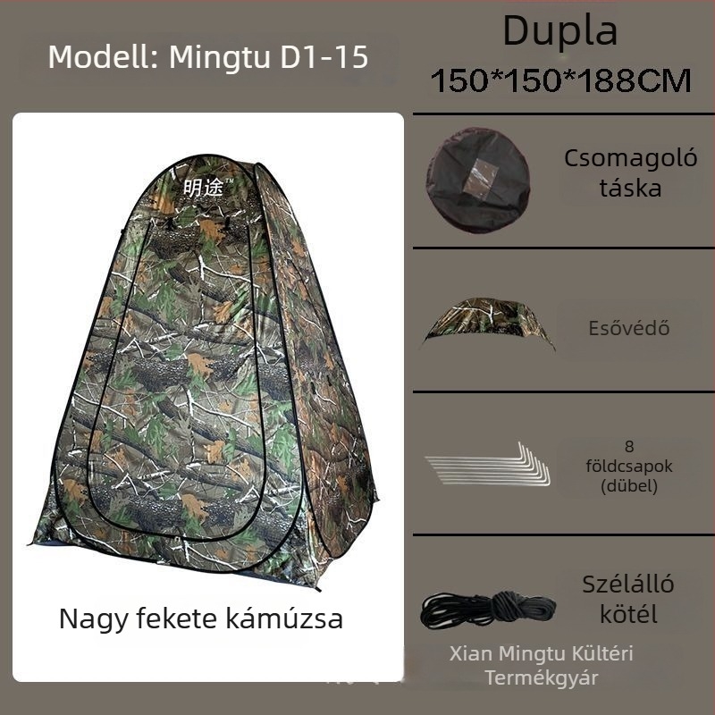 Horgász sátor dupla rétegű felépítés, gyors felállítás, 1–2 fő befogadóképesség, súly 3 kg, vízálló 2000–3000 mm