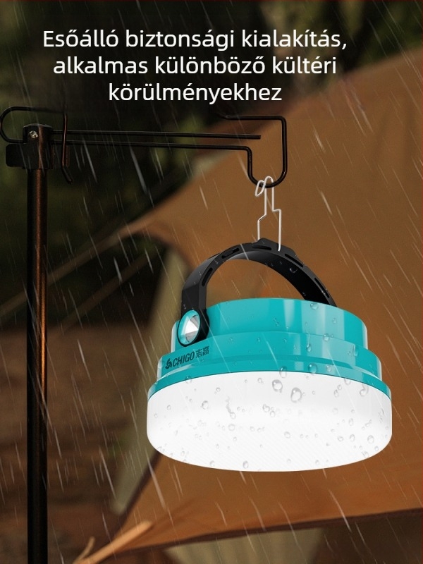 Chigo kempinglámpa – Napelemes, újratölthető LED, 20W, hosszú üzemidejű sátorvilágítás vészfunkcióval.