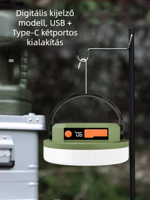Chigo kempinglámpa – Napelemes, újratölthető LED, 20W, hosszú üzemidejű sátorvilágítás vészfunkcióval.
