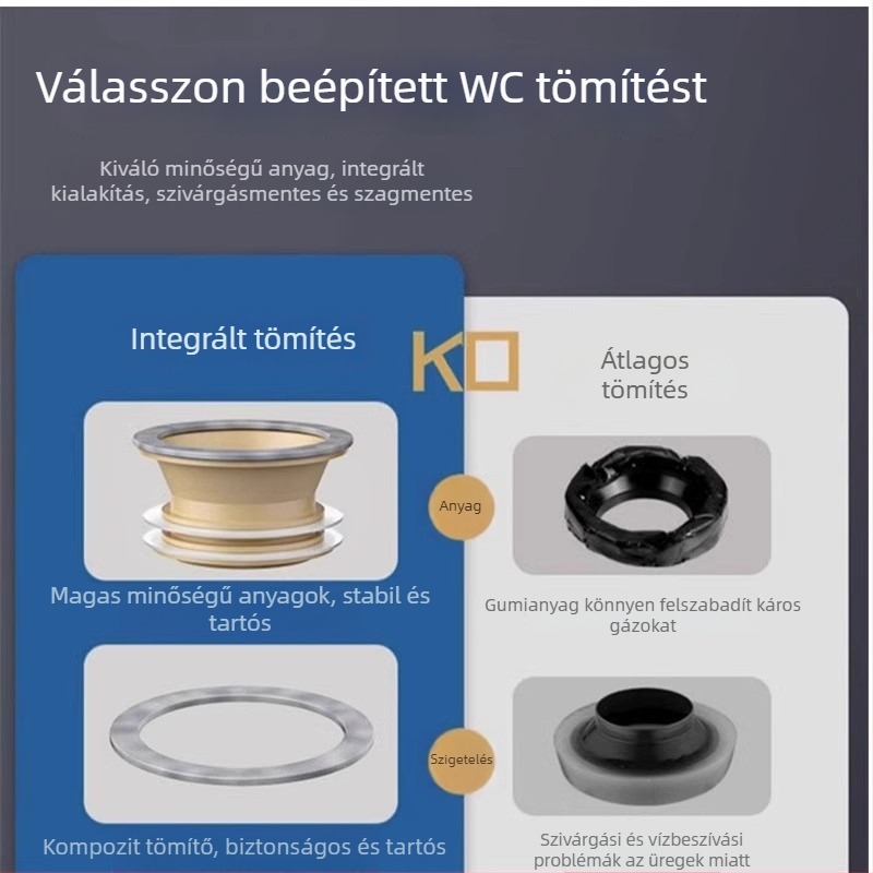 WC fali tömítés, vastagított integrált tömítőgyűrű, szivárgásmentes, ABS + szilikagél anyag, Mubin márka