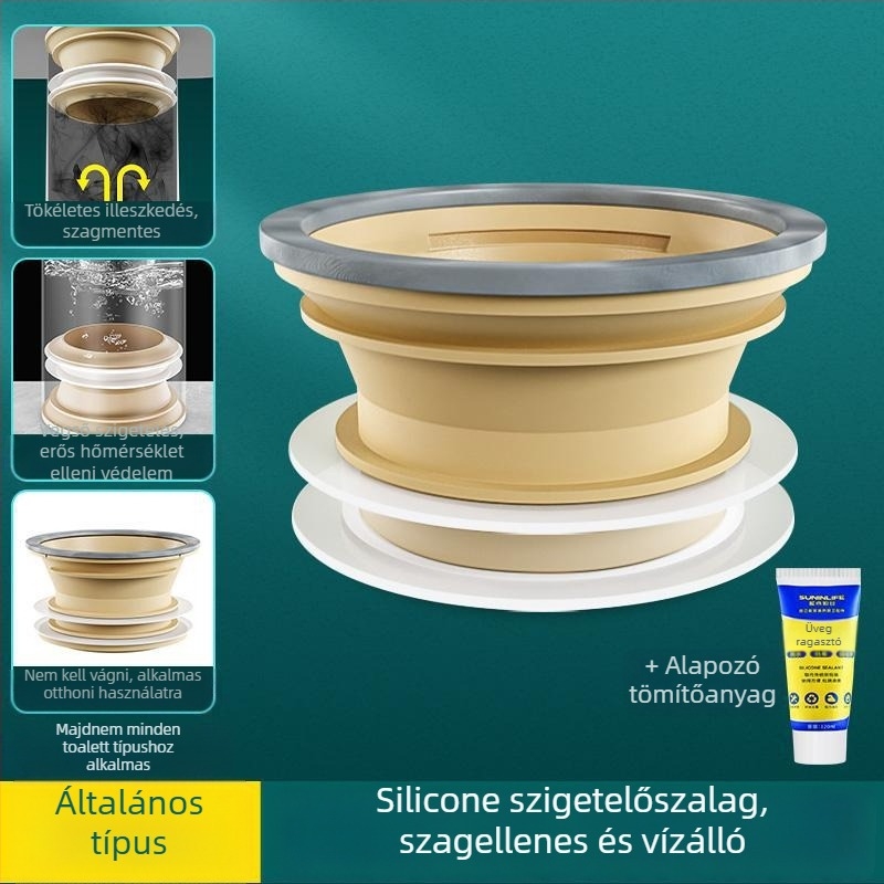 WC fali tömítés, vastagított integrált tömítőgyűrű, szivárgásmentes, ABS + szilikagél anyag, Mubin márka